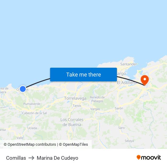 Comillas to Marina De Cudeyo map