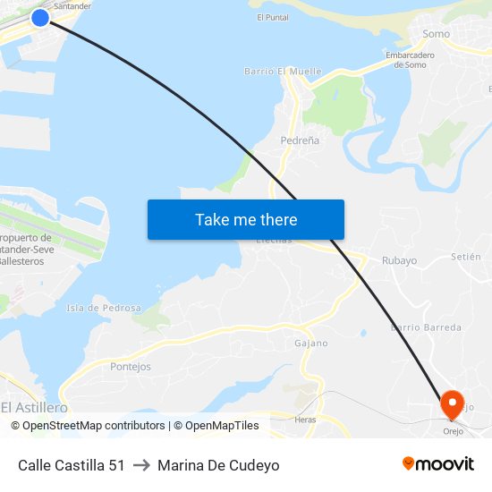 Calle Castilla 51 to Marina De Cudeyo map