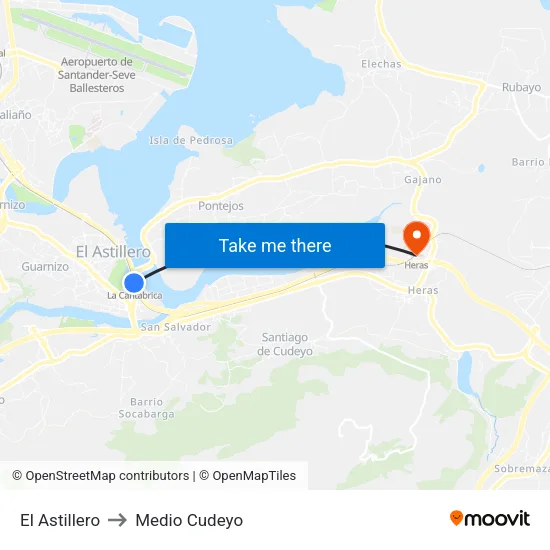 El Astillero to Medio Cudeyo map