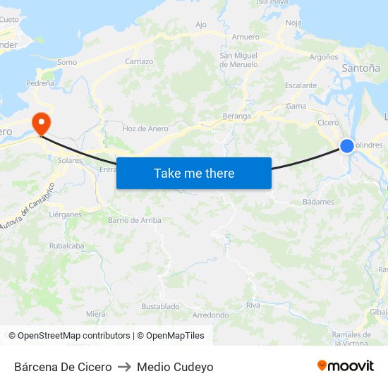 Bárcena De Cicero to Medio Cudeyo map