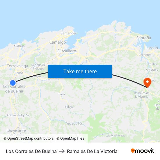 Los Corrales De Buelna to Ramales De La Victoria map