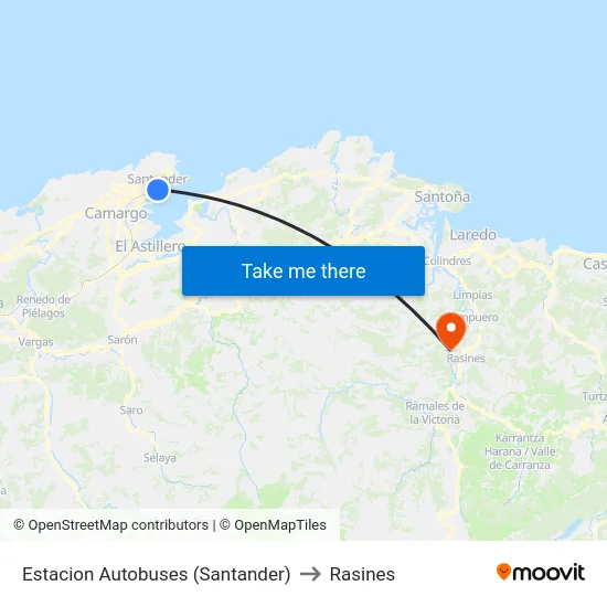 Estacion Autobuses (Santander) to Rasines map
