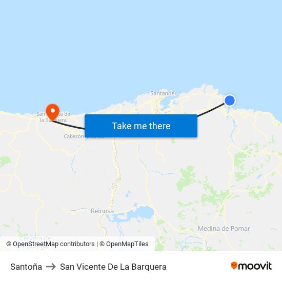 Santoña to San Vicente De La Barquera map
