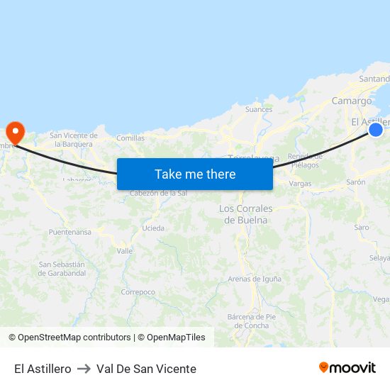 El Astillero to Val De San Vicente map