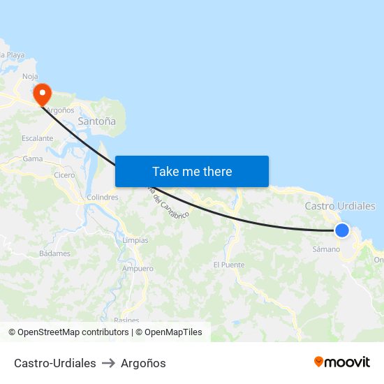 Castro-Urdiales to Argoños map