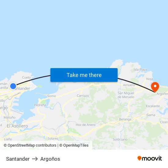 Santander to Argoños map