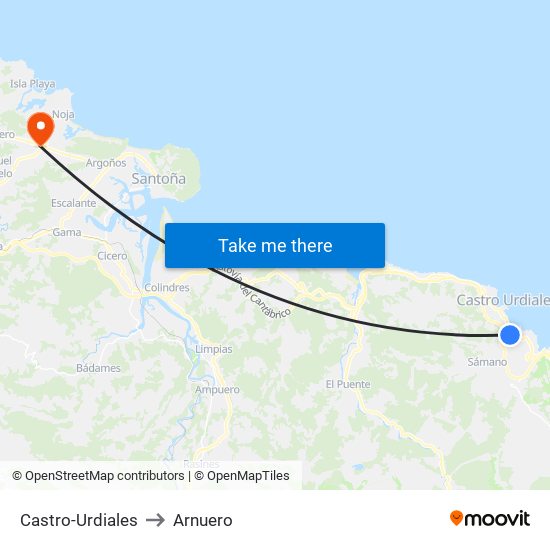 Castro-Urdiales to Arnuero map