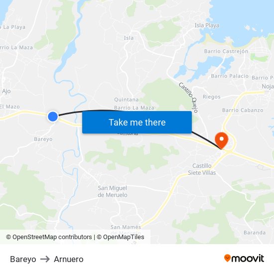 Bareyo to Arnuero map