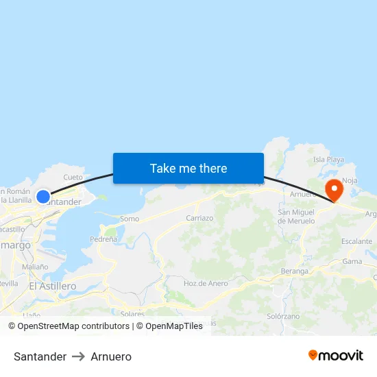 Santander to Arnuero map