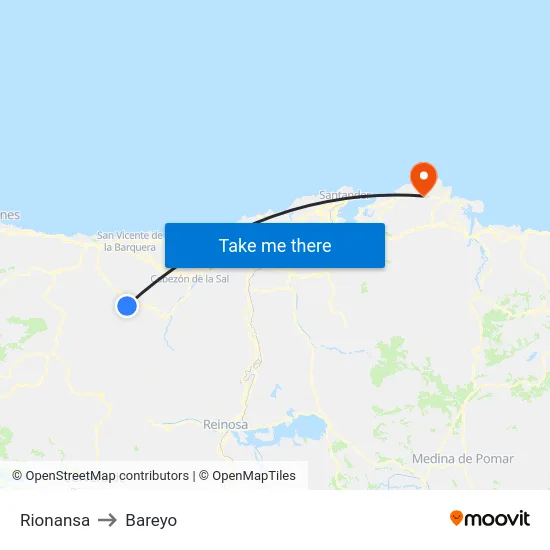 Rionansa to Bareyo map