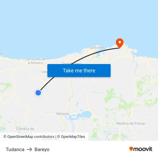 Tudanca to Bareyo map