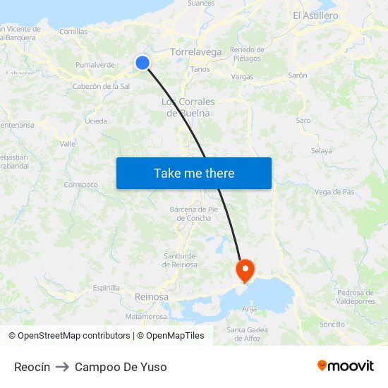 Reocín to Campoo De Yuso map