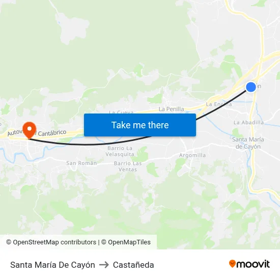 Santa María De Cayón to Castañeda map
