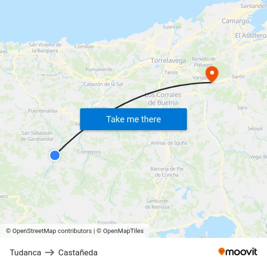 Tudanca to Castañeda map
