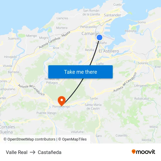 Valle Real to Castañeda map