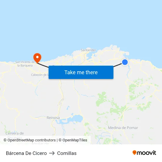 Bárcena De Cicero to Comillas map