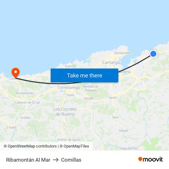 Ribamontán Al Mar to Comillas map