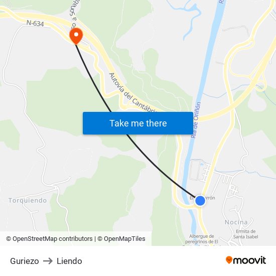 Guriezo to Liendo map