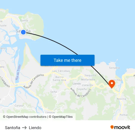 Santoña to Liendo map