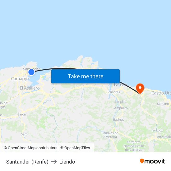 Santander (Renfe) to Liendo map