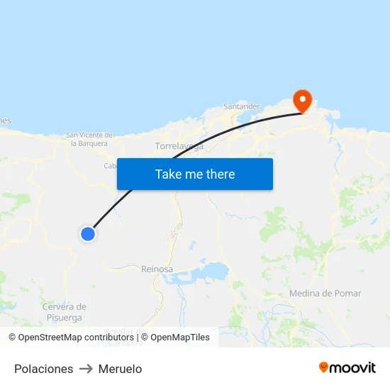 Polaciones to Meruelo map