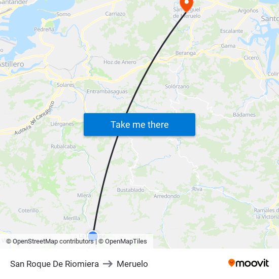 San Roque De Riomiera to Meruelo map