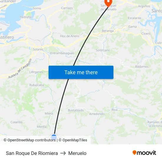 San Roque De Riomiera to Meruelo map