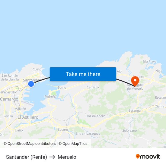 Santander (Renfe) to Meruelo map