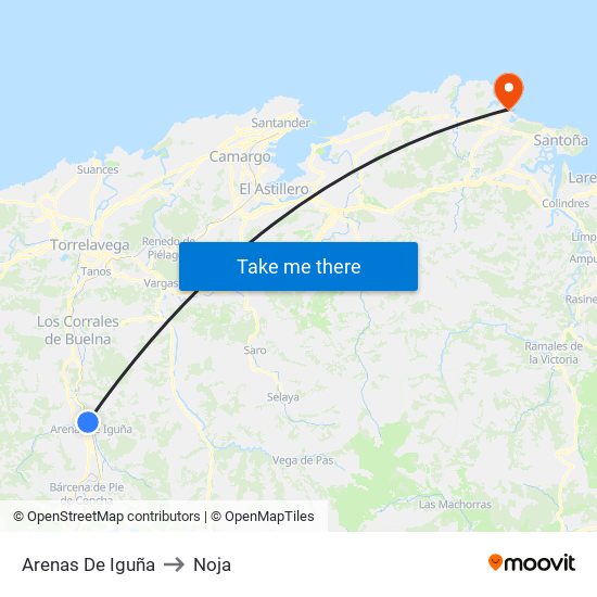 Arenas De Iguña to Noja map