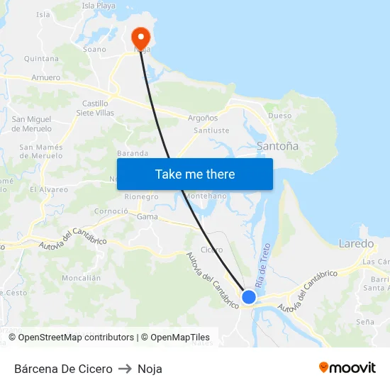 Bárcena De Cicero to Noja map