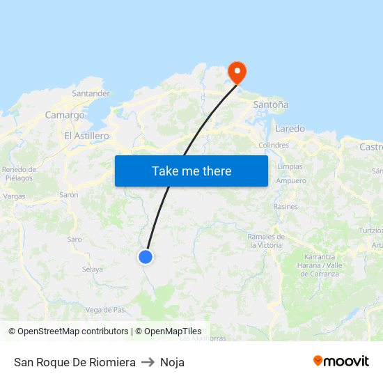 San Roque De Riomiera to Noja map