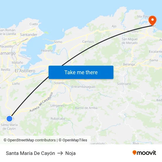 Santa María De Cayón to Noja map
