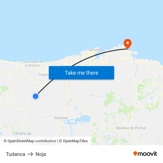 Tudanca to Noja map