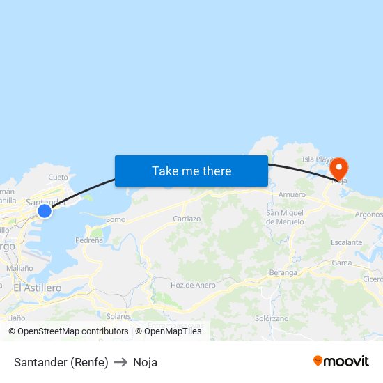 Santander (Renfe) to Noja map