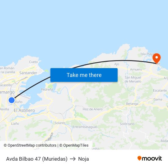 Avda Bilbao 47 (Muriedas) to Noja map