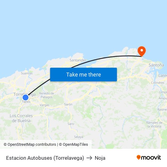 Estacion Autobuses (Torrelavega) to Noja map
