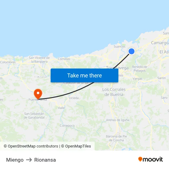 Miengo to Rionansa map