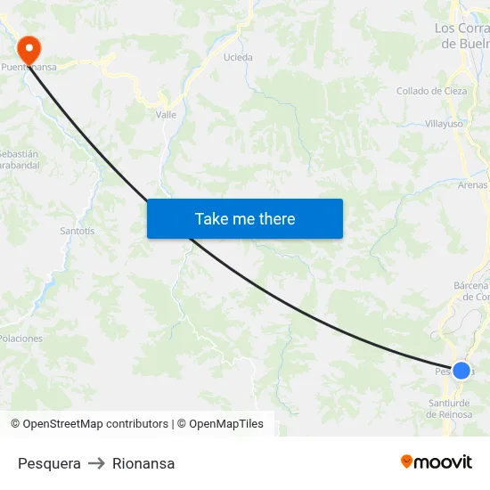 Pesquera to Rionansa map