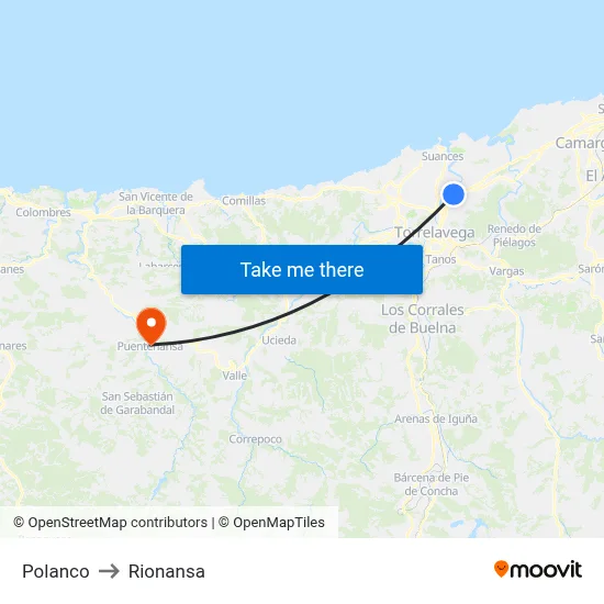Polanco to Rionansa map