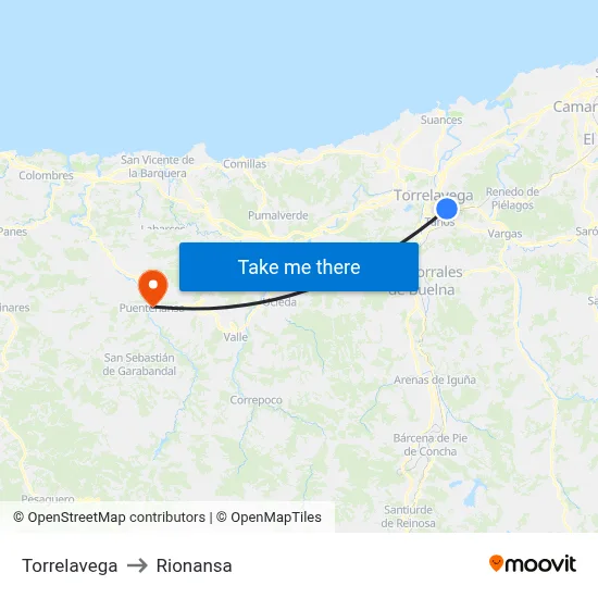 Torrelavega to Rionansa map