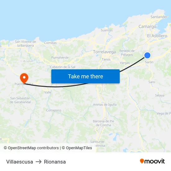 Villaescusa to Rionansa map