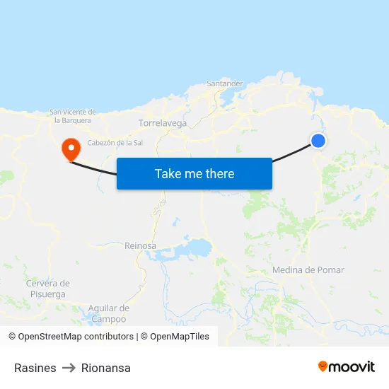 Rasines to Rionansa map