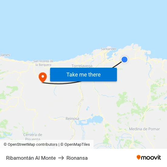 Ribamontán Al Monte to Rionansa map