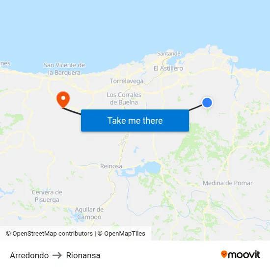 Arredondo to Rionansa map