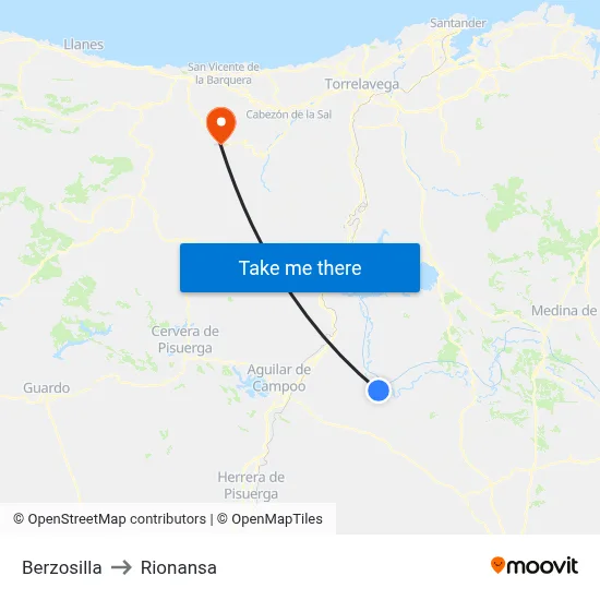 Berzosilla to Rionansa map