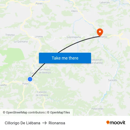 Cillorigo De Liébana to Rionansa map