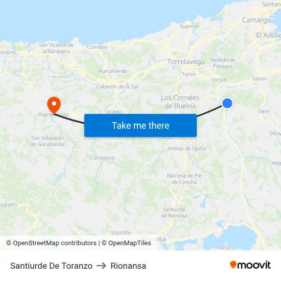 Santiurde De Toranzo to Rionansa map
