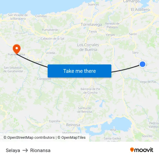 Selaya to Rionansa map