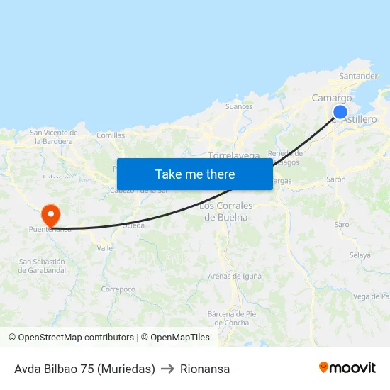 Avda Bilbao 75 (Muriedas) to Rionansa map