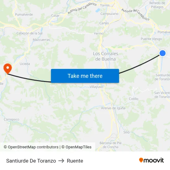 Santiurde De Toranzo to Ruente map